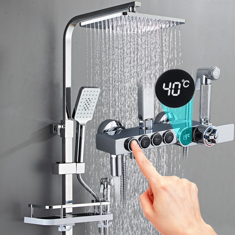 Luxo prata led display digital - Faucet avaliação e preço