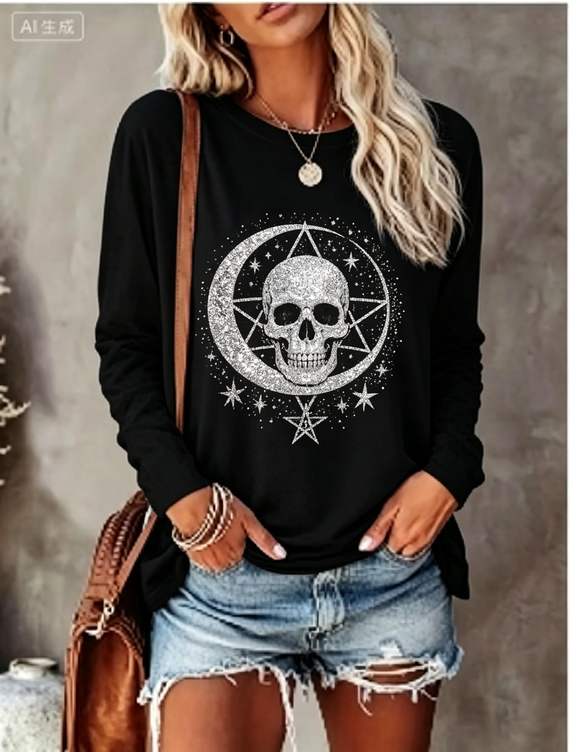 Camiseta Feminina de Manga Lon - Wallpaper avaliação e preço