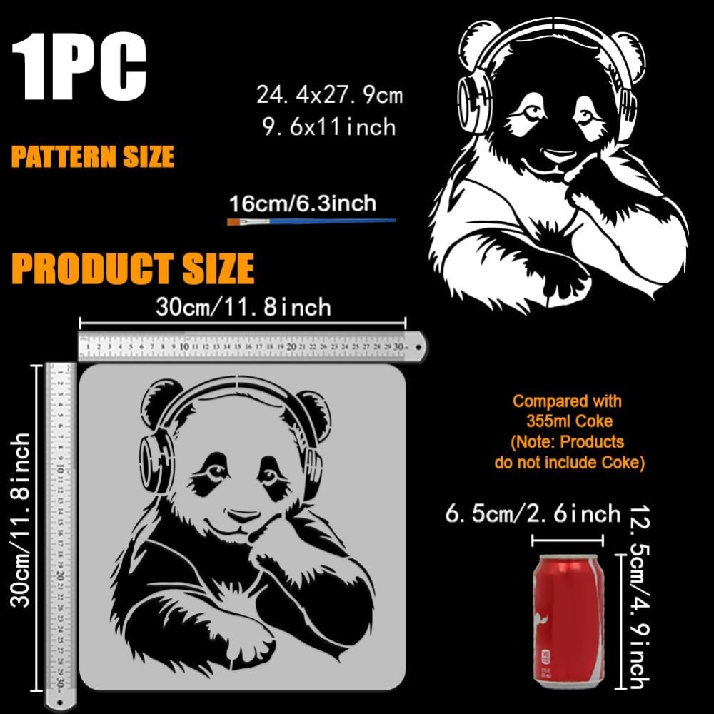Estêncil de panda com pincel,  - Paint Brush avaliação e preço