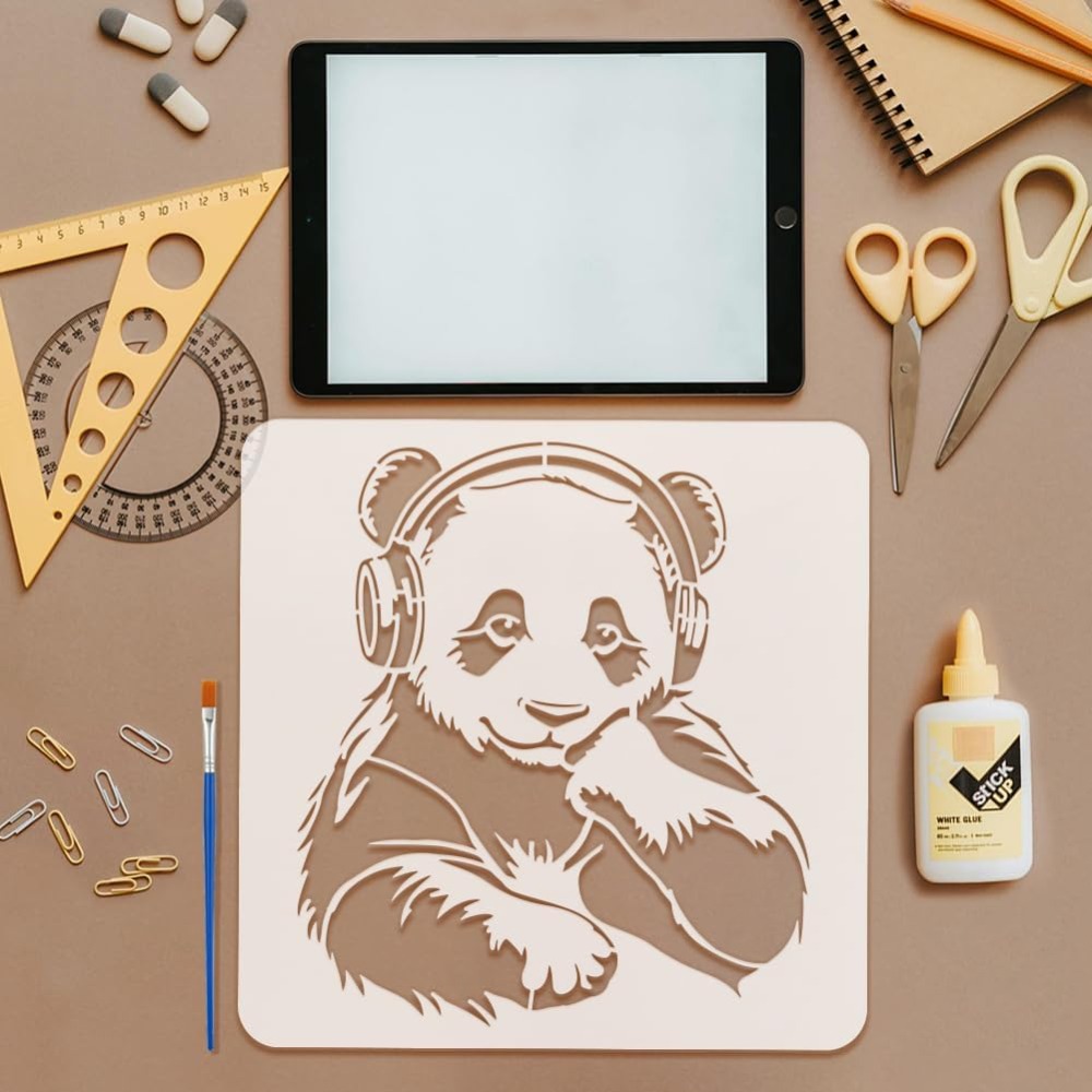 Estêncil de panda com pincel,  - Paint Brush avaliação e preço